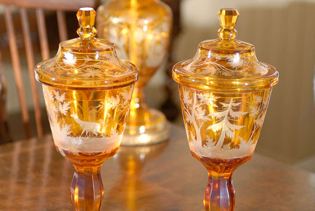 European Glass Amber Vases For Sale