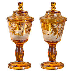 Vintage Glass Amber Vases