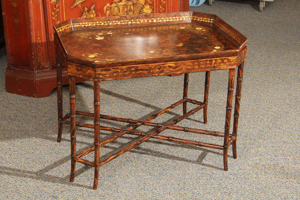 Japanese Lacquer Papier Mache Tray on Stand