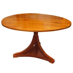 Biedermeier Style Fruitwood Dining Table with Round Top