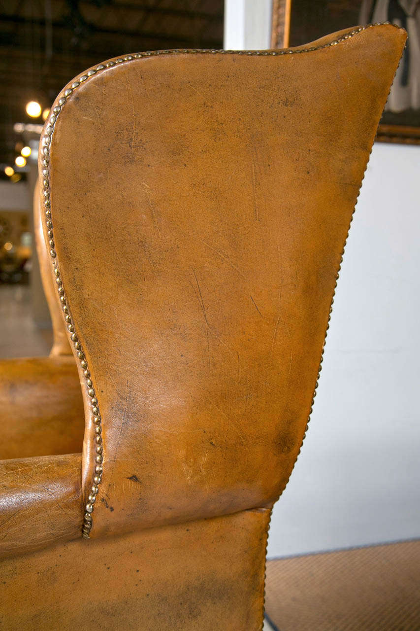 1920's Leather Wingback Chair 1