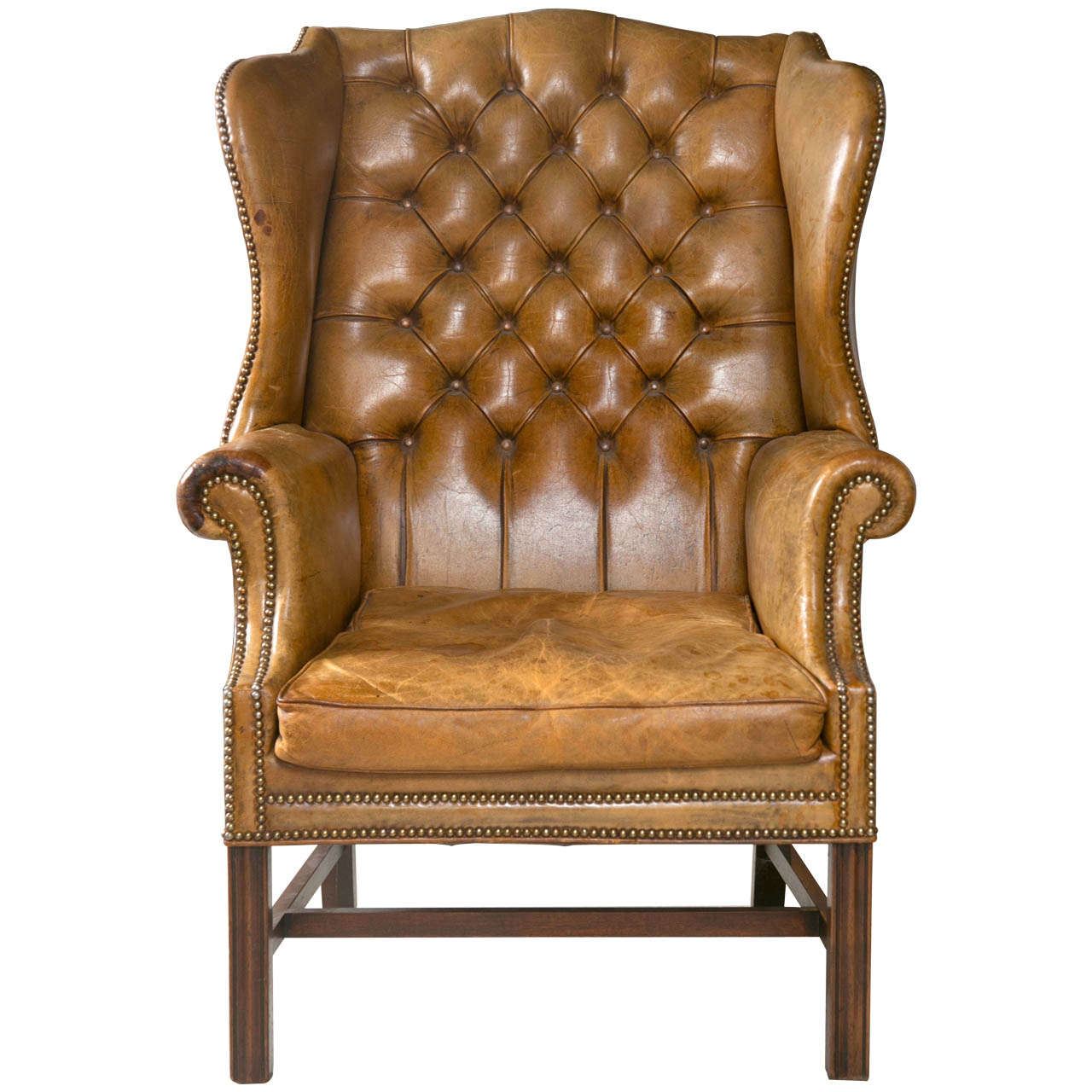 1920's Leather Wingback Chair