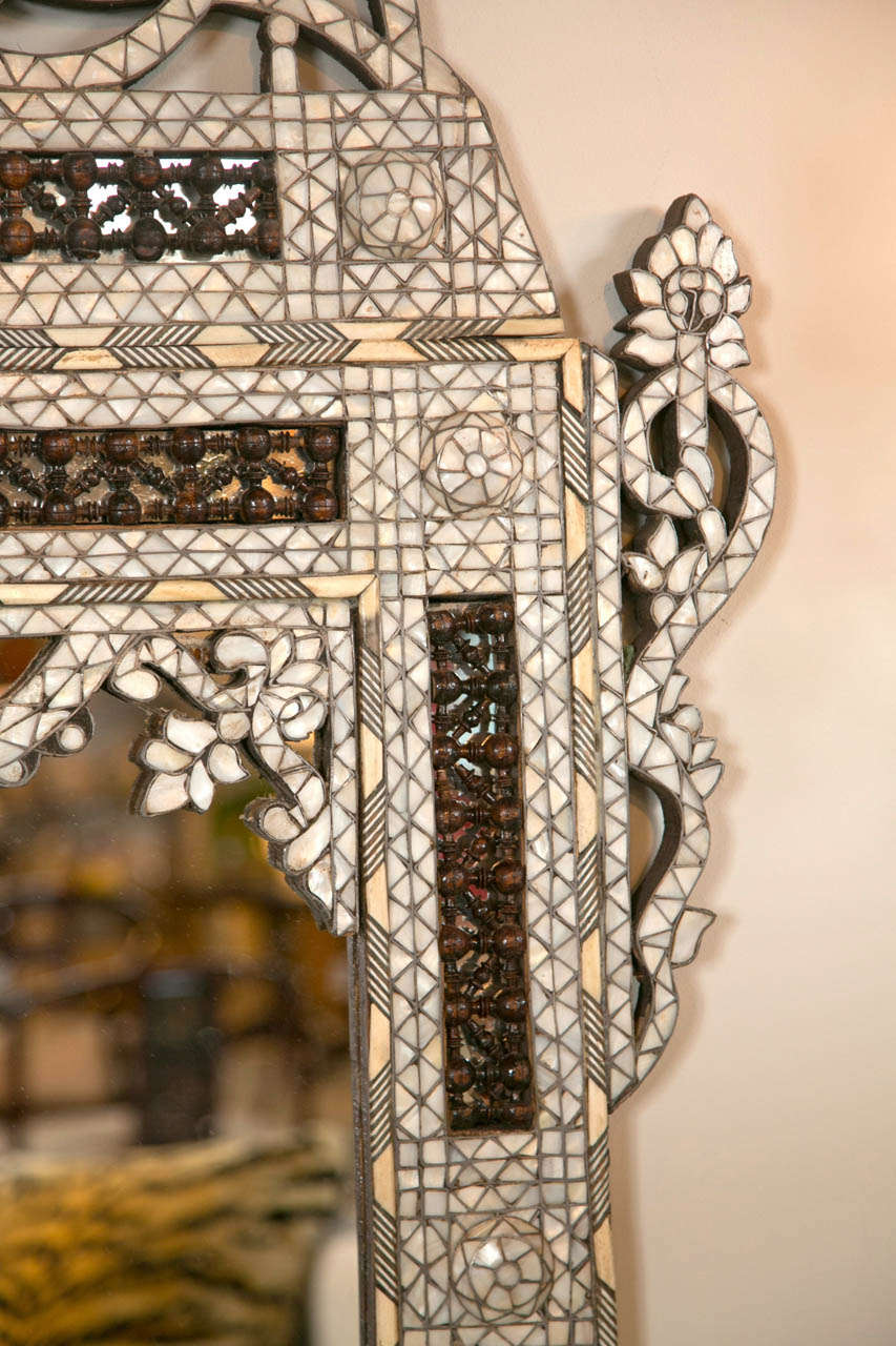 20th Century Syrian 1920's Mother of Pearl and Bone Inlay Mirror