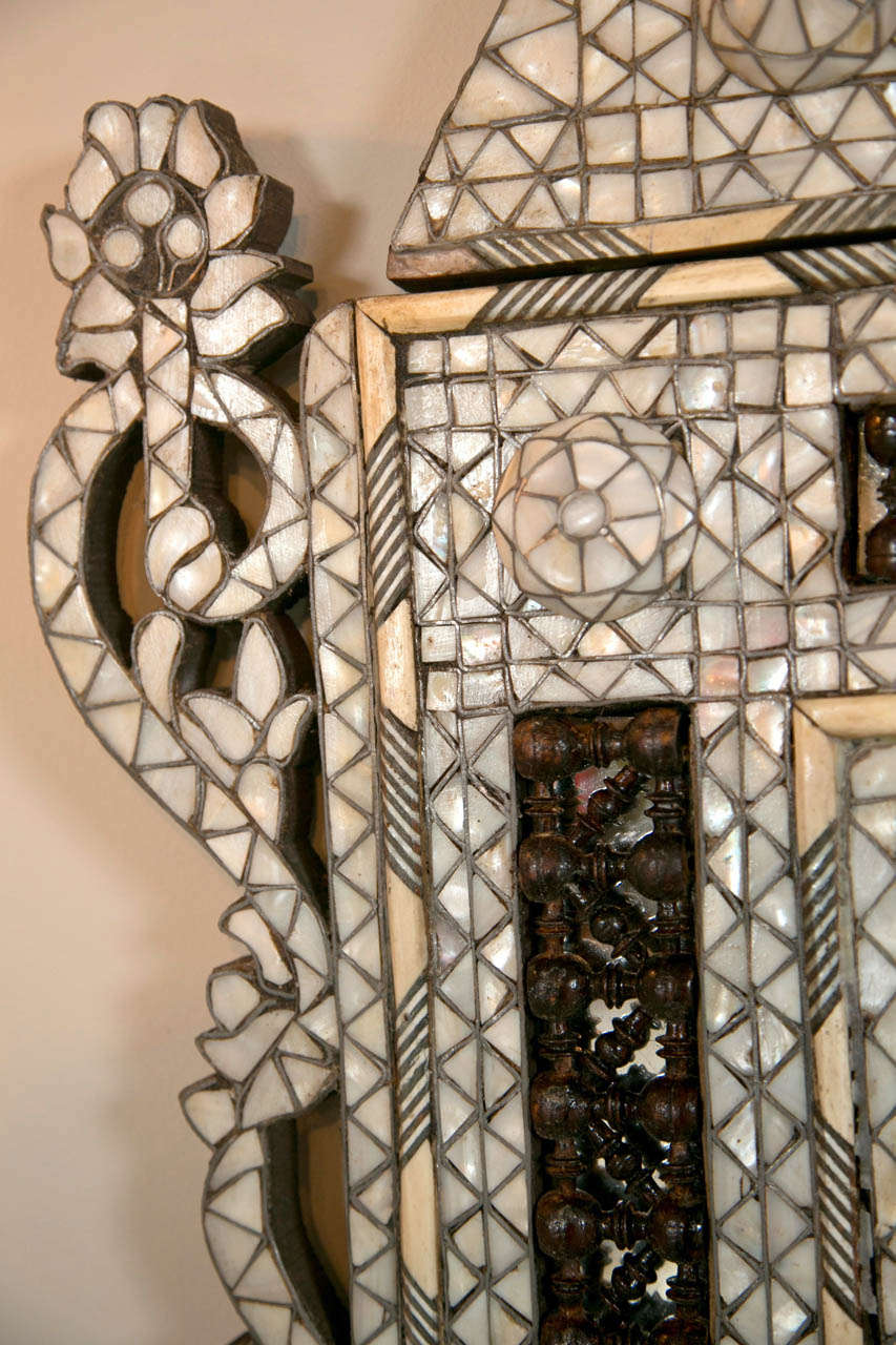 Syrian 1920's Mother of Pearl and Bone Inlay Mirror 2