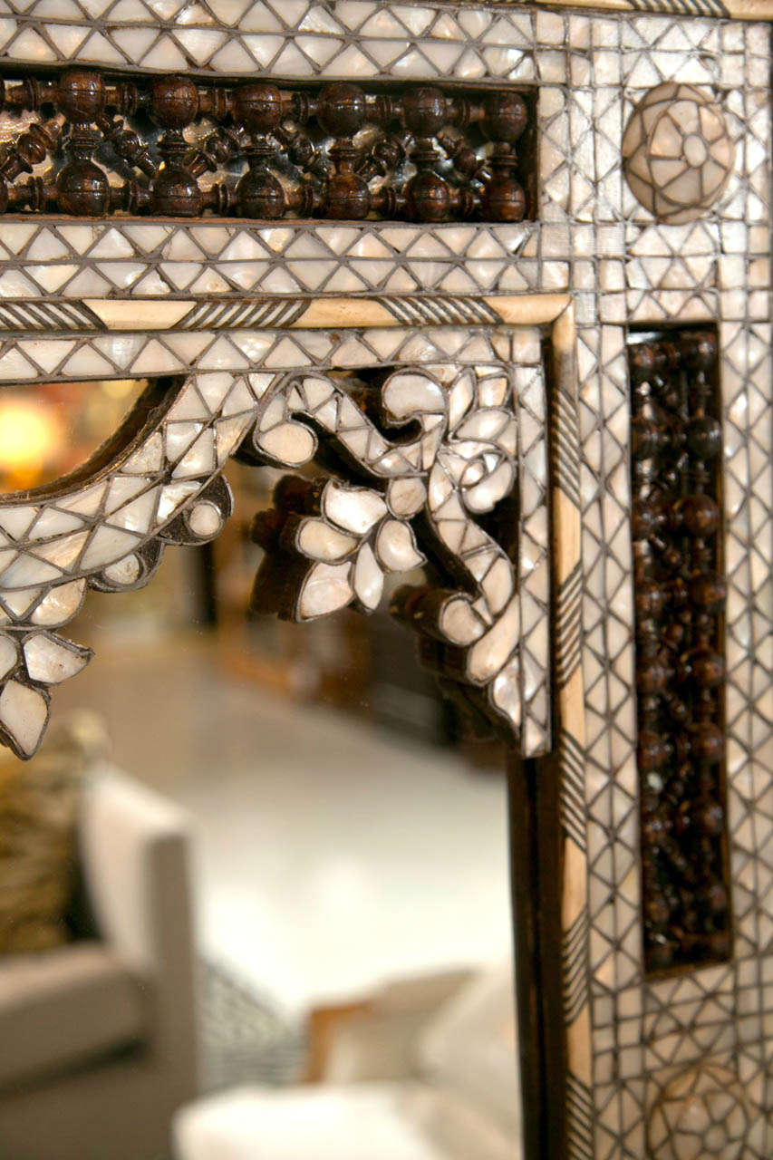 Syrian 1920's Mother of Pearl and Bone Inlay Mirror 4