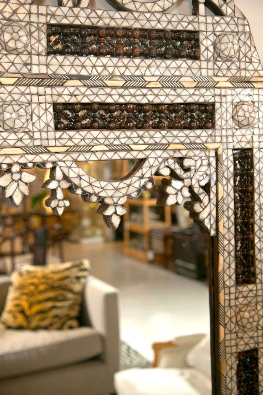 Syrian 1920's Mother of Pearl and Bone Inlay Mirror 5