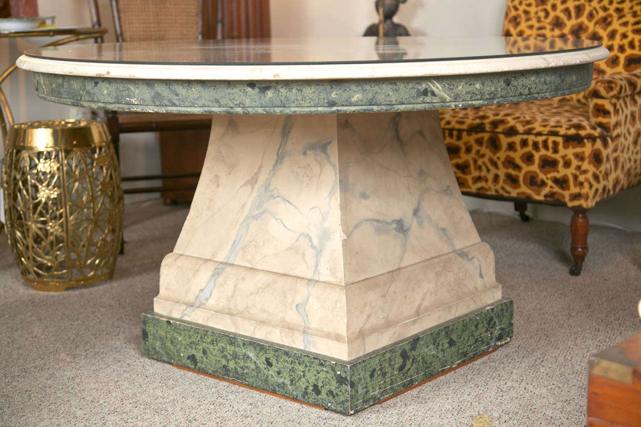 Round Pedestal Table with Faux Paint from the Villa Florentine Estate Sale