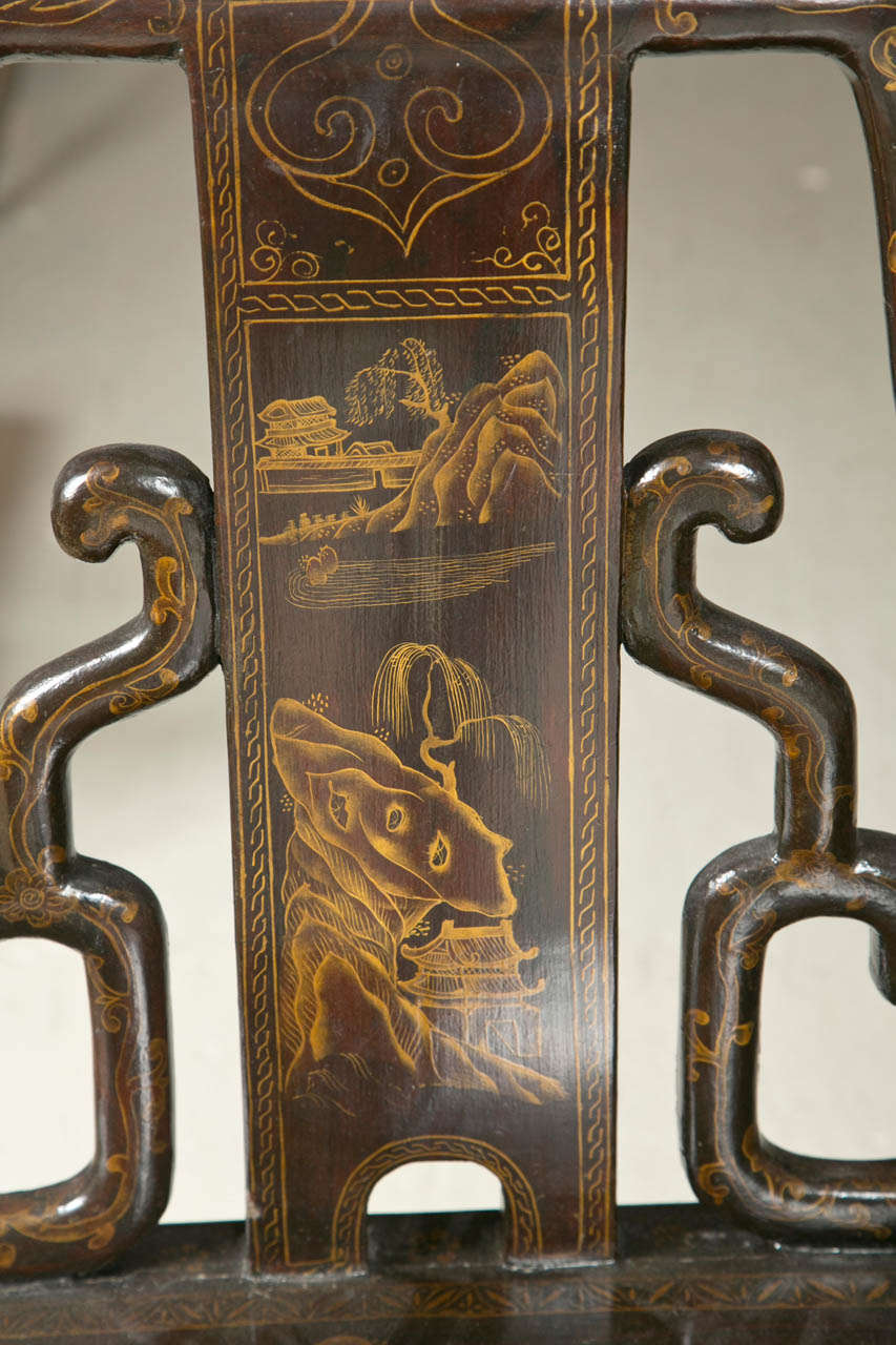20th Century Pair or Antique Chinese Lacquered and Gilded Chairs