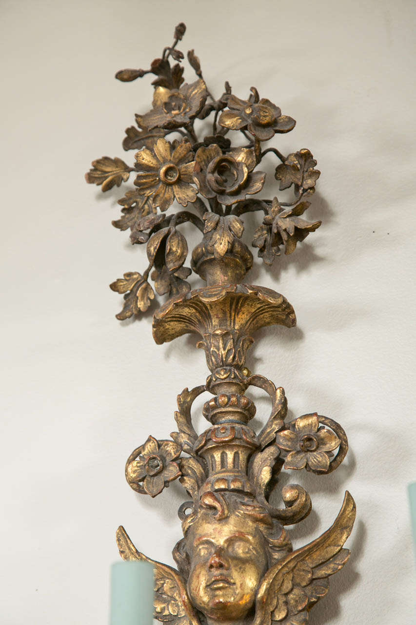 Set of Four 19th C Continental Carved Wood Sconces 3