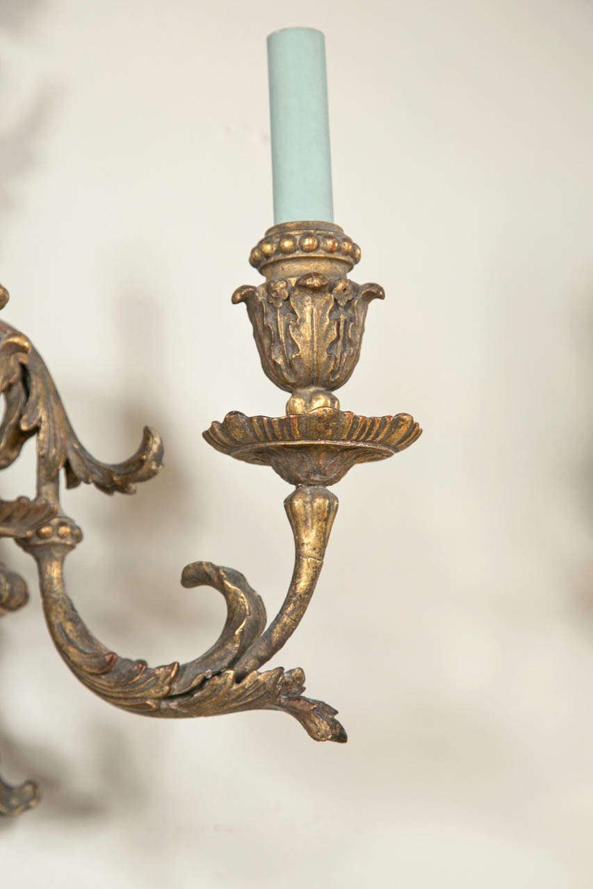 Set of Four 19th C Continental Carved Wood Sconces 4