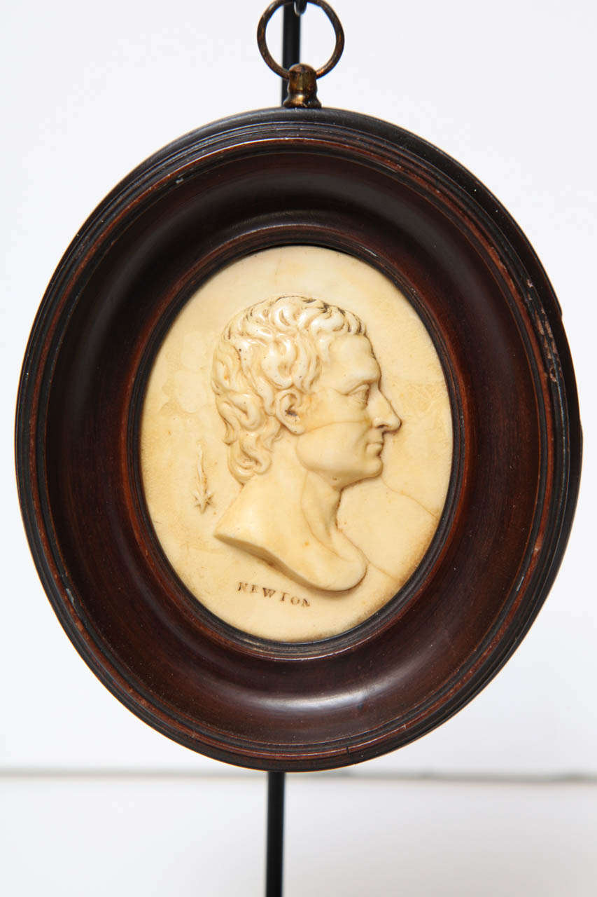 British A Pair of 19th Century English Wax Portrait Medallions