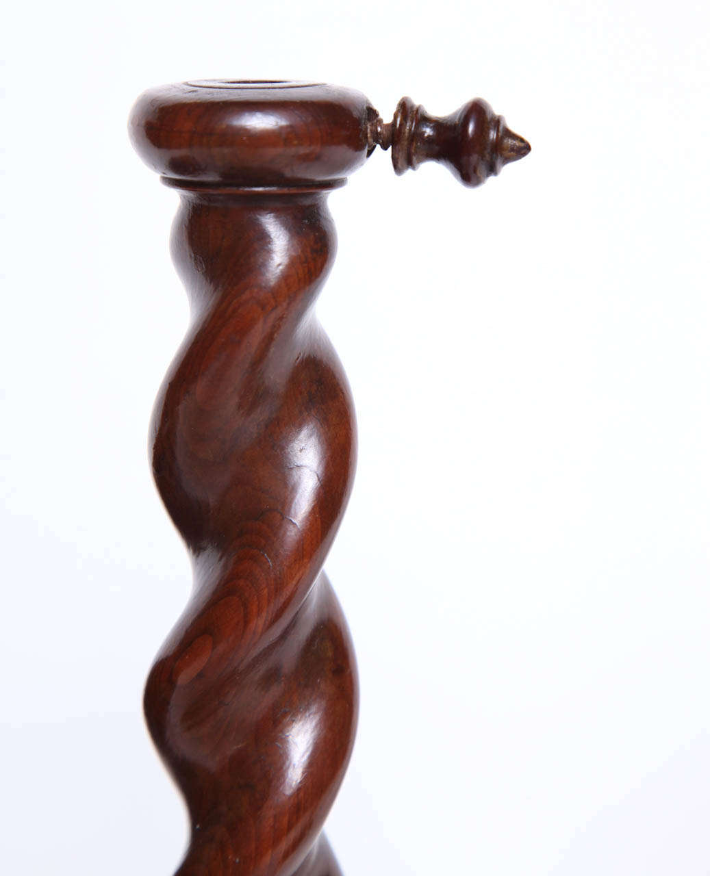 Pair of English Burr Yew Wood Candlestands For Sale 2
