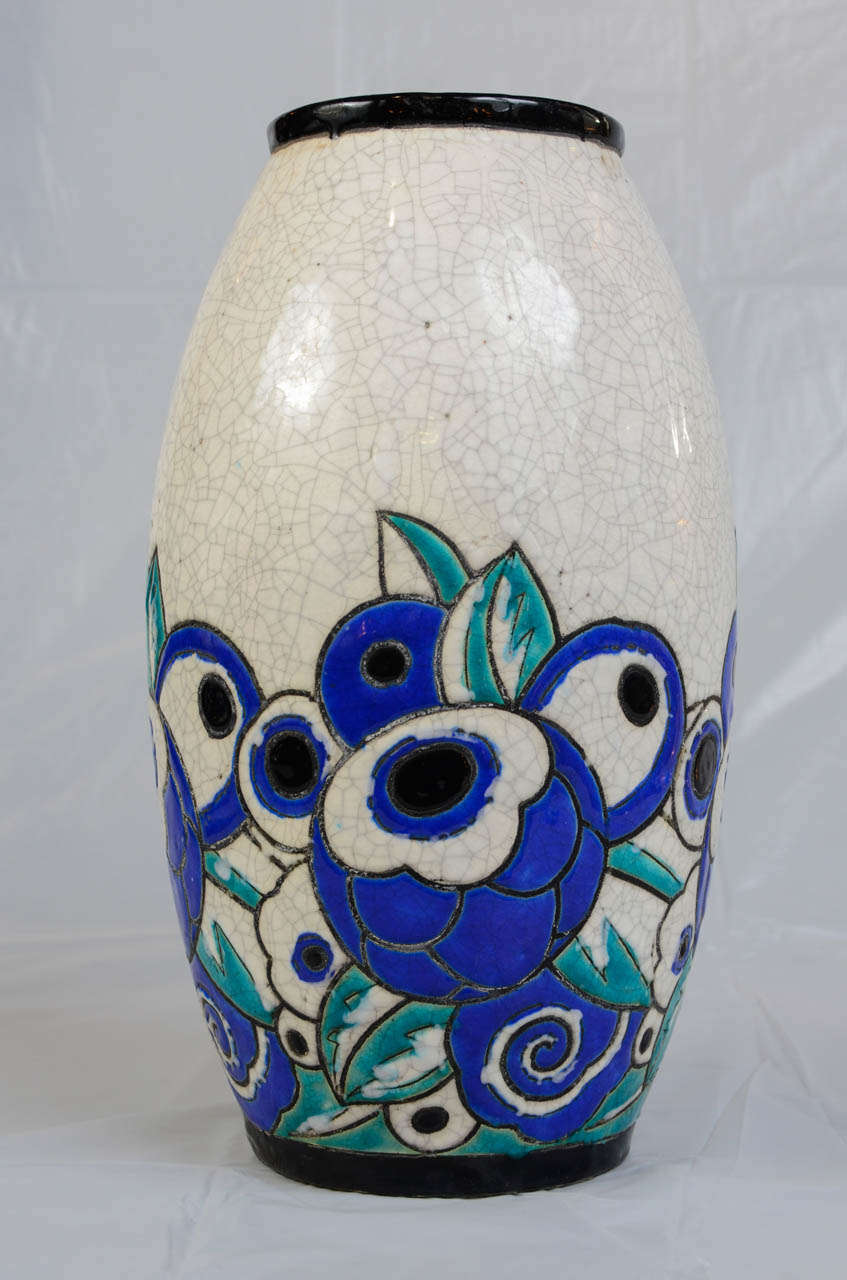 Belgian Pair of Art Deco Ceramic Vases For Sale