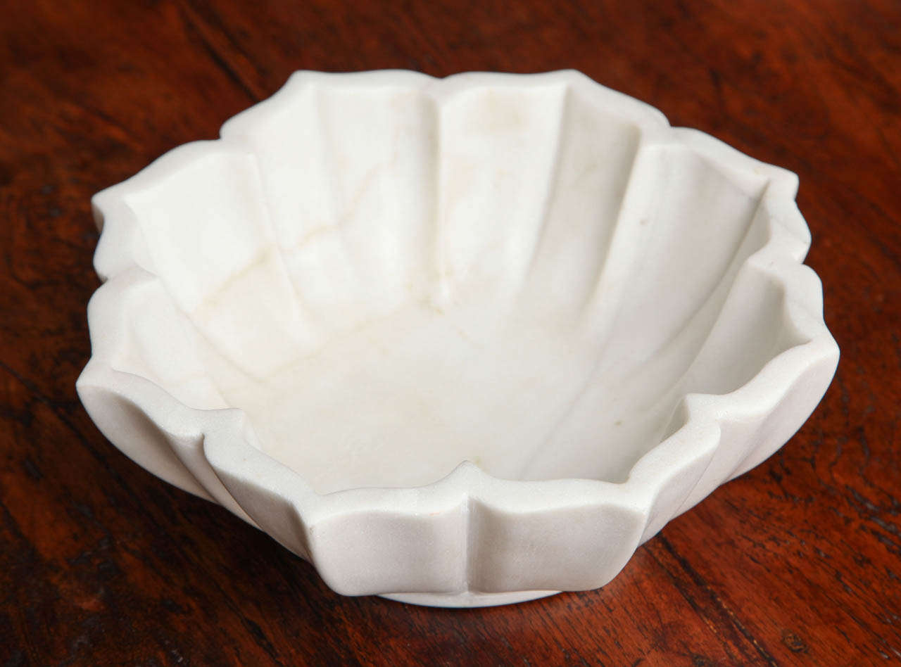 Indian Carved Marble Petal Bowl