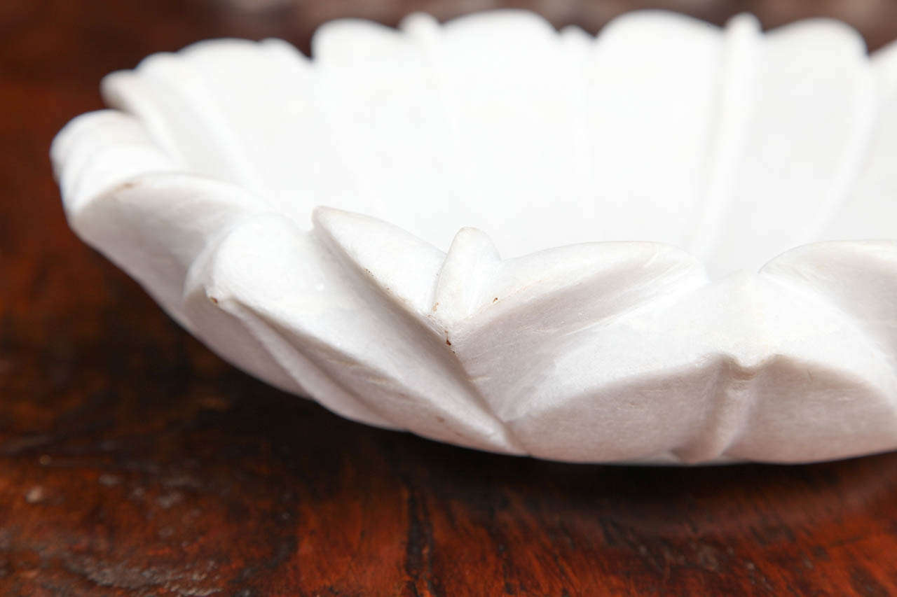 Anglo-Indian Carved Marble Lotus Bowl