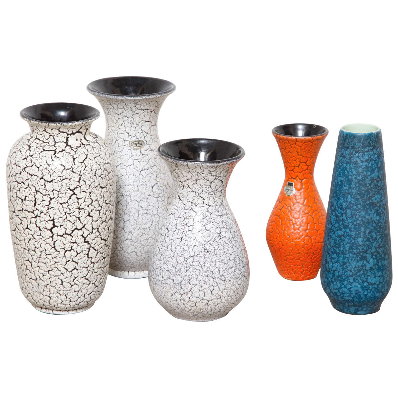 Group of Modernist Jasba Craquelé Ceramic Vases