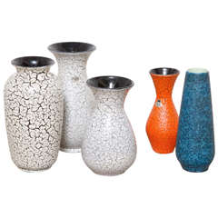 Group of Modernist Jasba Craquelé Ceramic Vases 10