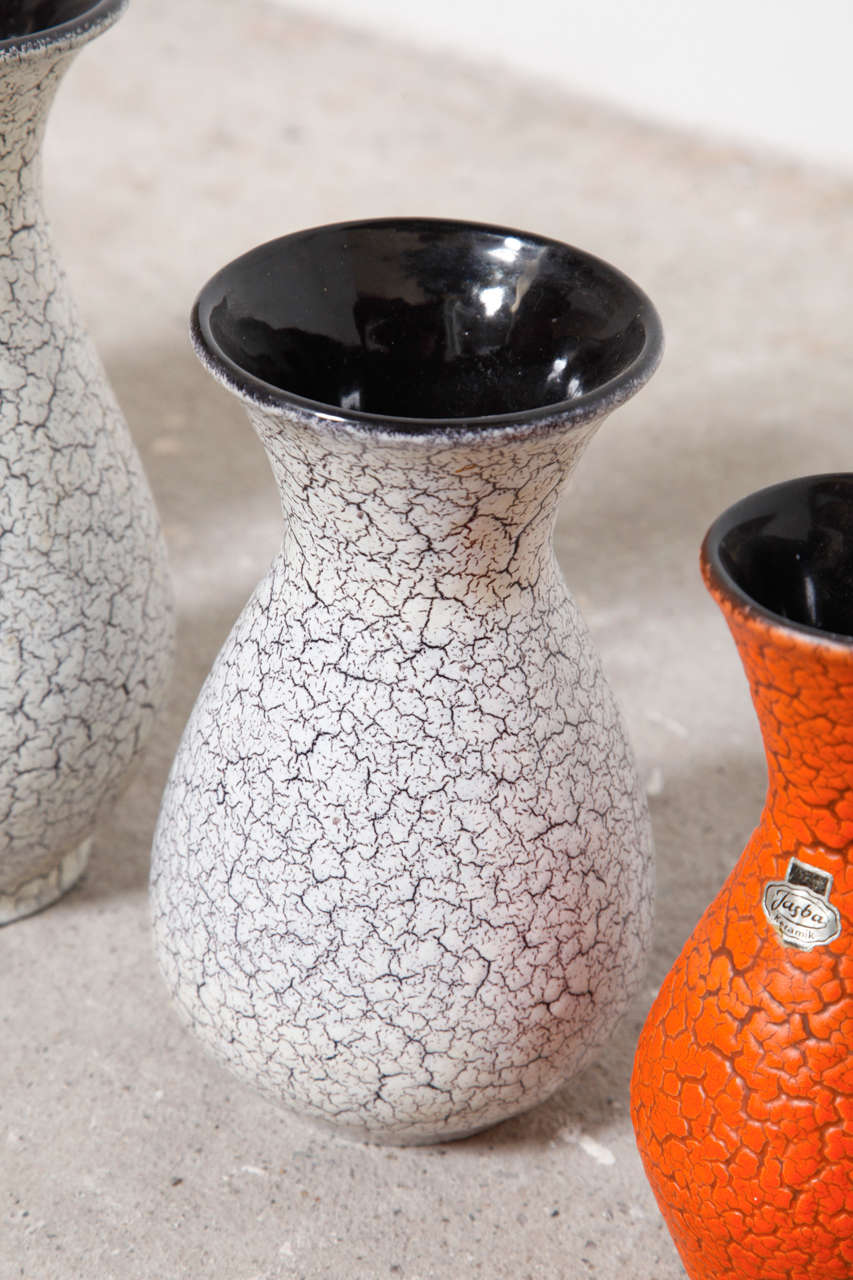 Group of Modernist Jasba Craquelé Ceramic Vases (Glasiert)