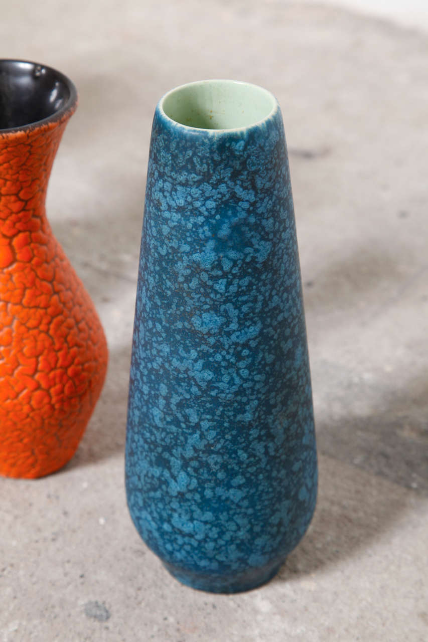 German Group of Modernist Jasba Craquelé Ceramic Vases