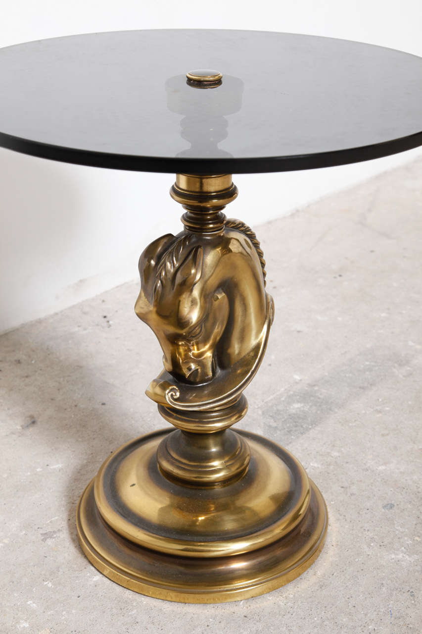 French Bronze Horse Head Side Table
