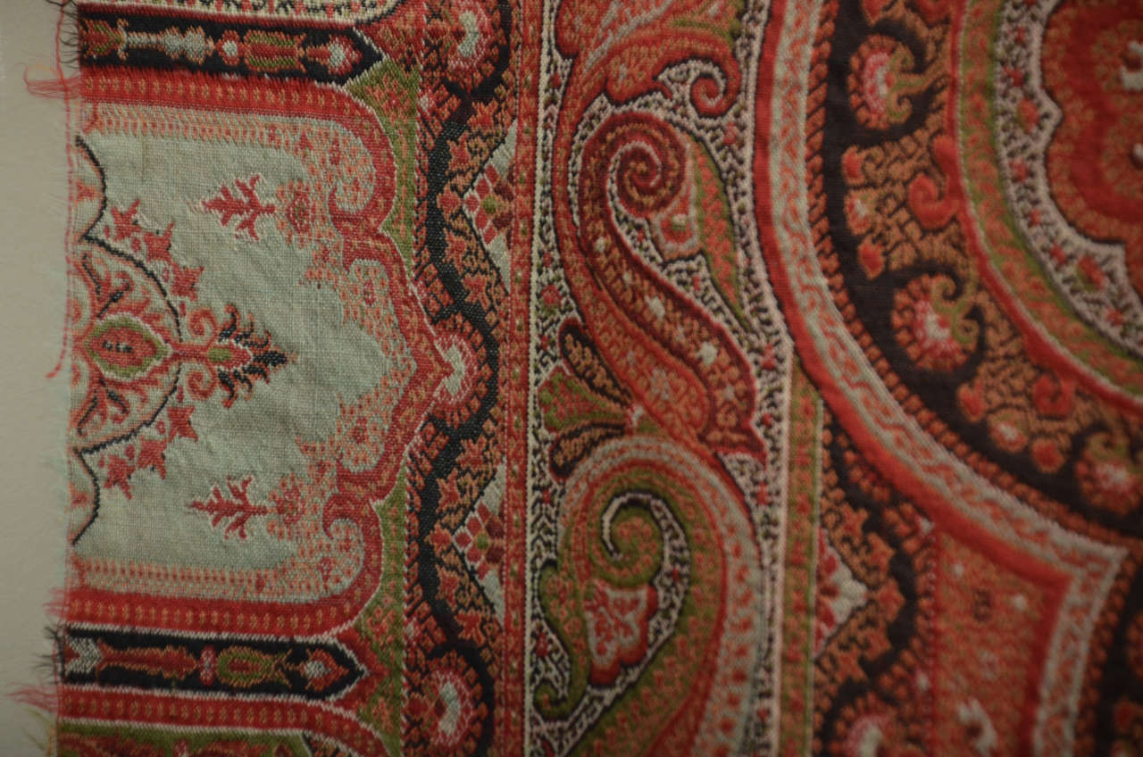 Scottish Square 19th Century Paisley Shawl with Scarlet Red Center