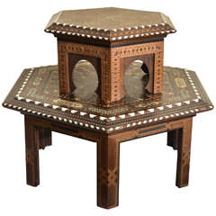Antique Stacking Middle Eastern Octagonal Inlaid Tables