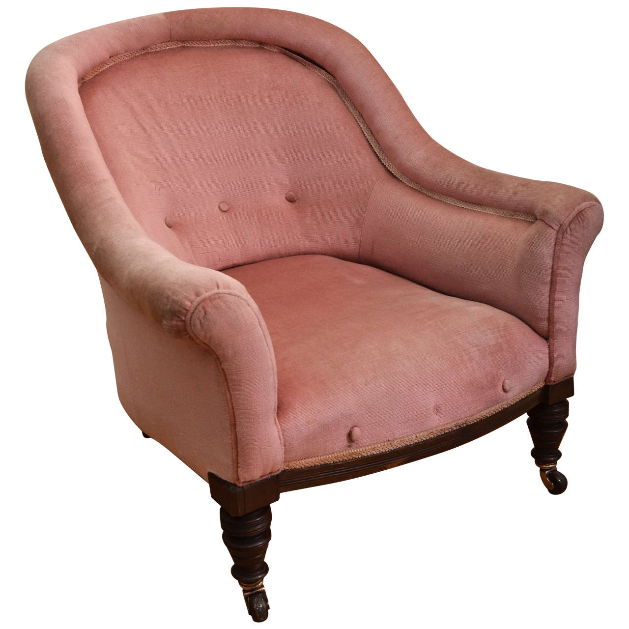 English Victorian Tub Chair with Turned Front Legs at 1stDibs