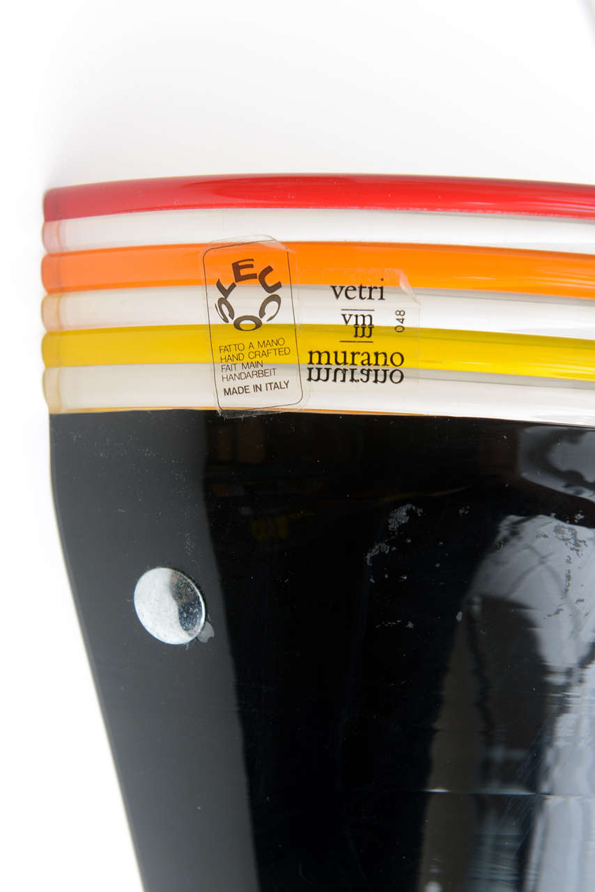Late 20th Century Italian Murano Black Glass Sconces by Roberto Pamio Mid-Century Modern For Sale