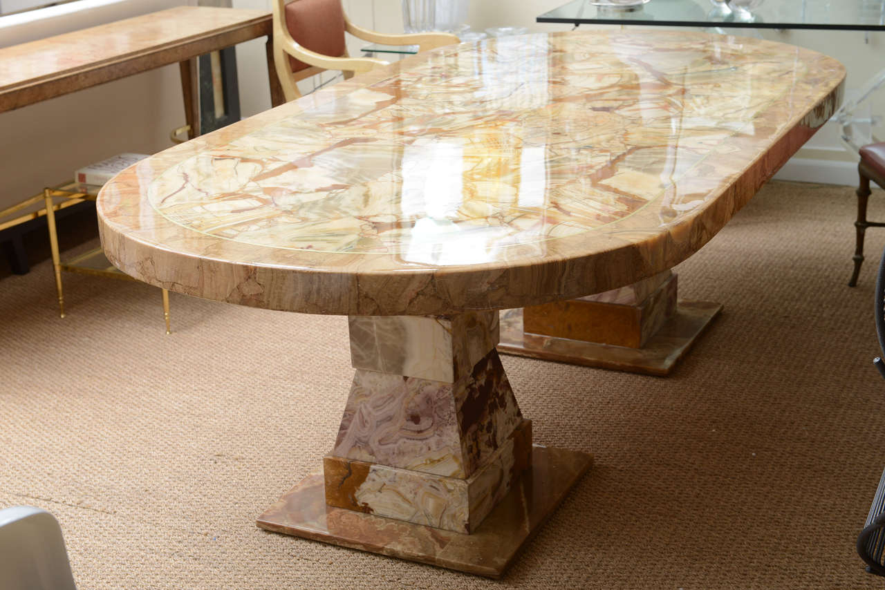 Mexican Onyx Racetrack Shaped Dining Table