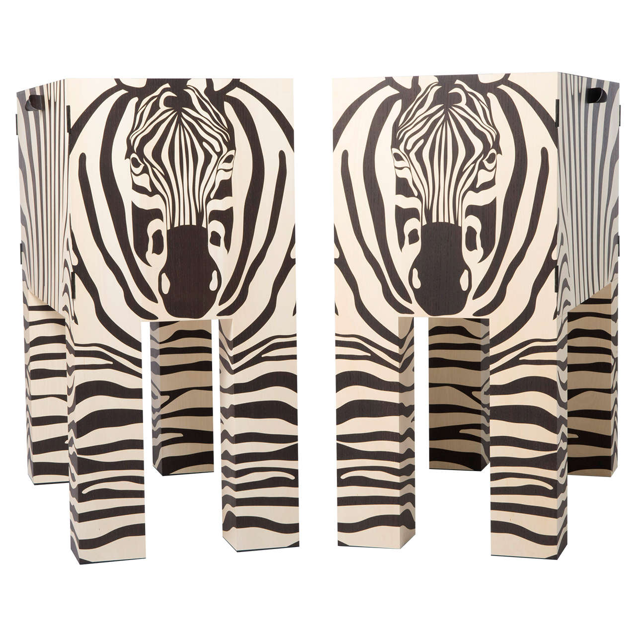 John Makepeace pair of marquetry “Zebra” cabinets, England 2010