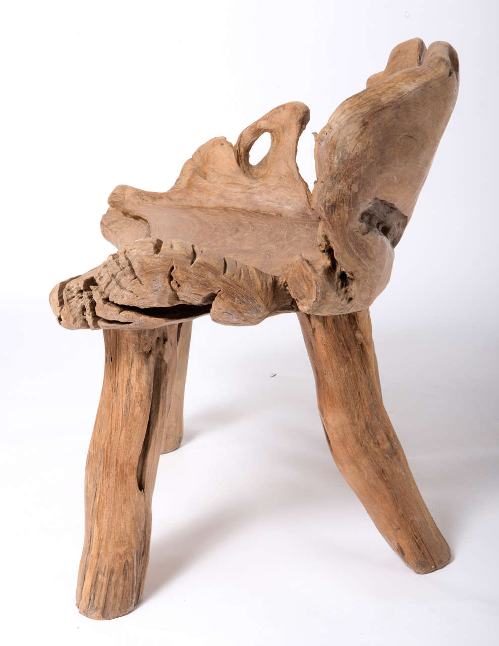A pine driftwood chair.
Black Forest,
circa 1900
Measures: 79cms W x 70cms H x 56cms D.