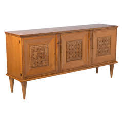 Oak side cabinet with carved panels, France circa 1940