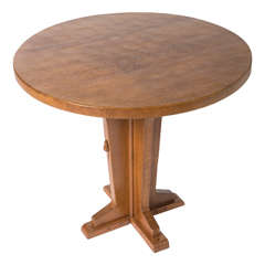 Robert “Mouseman” Thompson round oak side table, England circa 1960