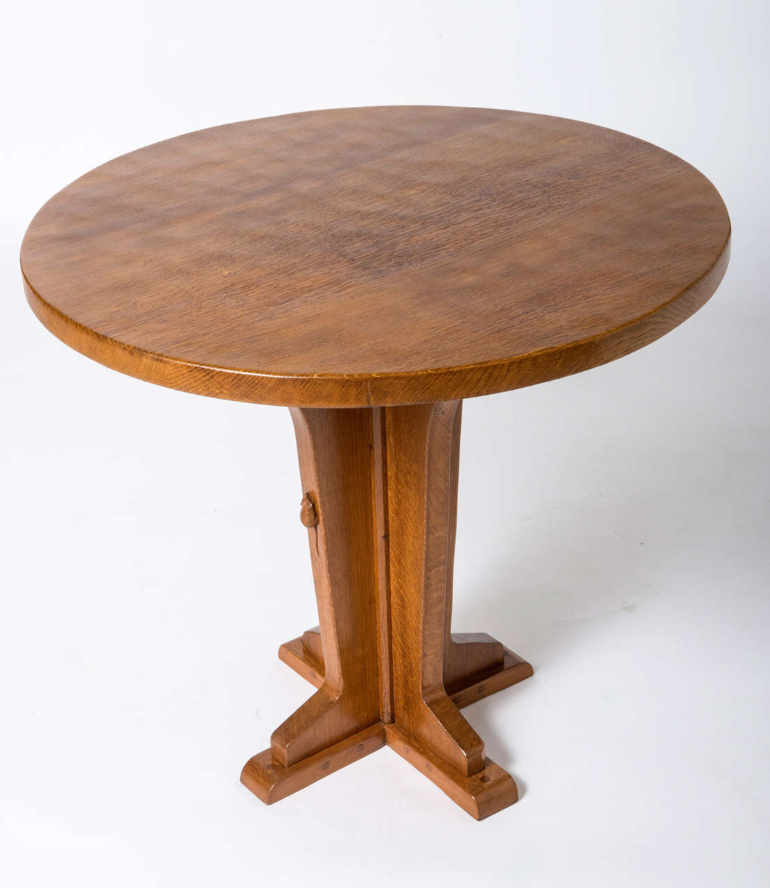 Robert “Mouseman” Thompson round Oak side table, England circa 1960 For