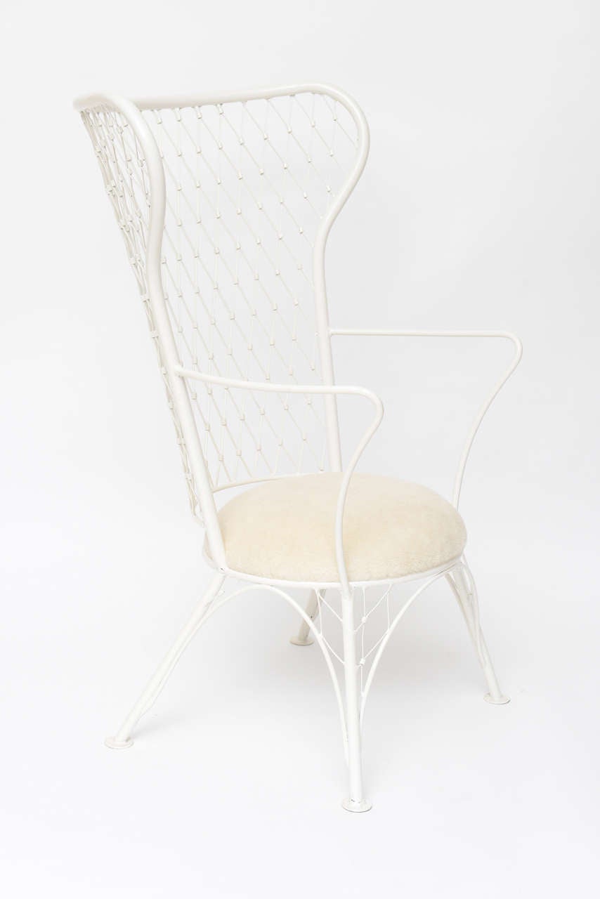 Mid-Century Modern 1960s Metal Latticework Wing Chair