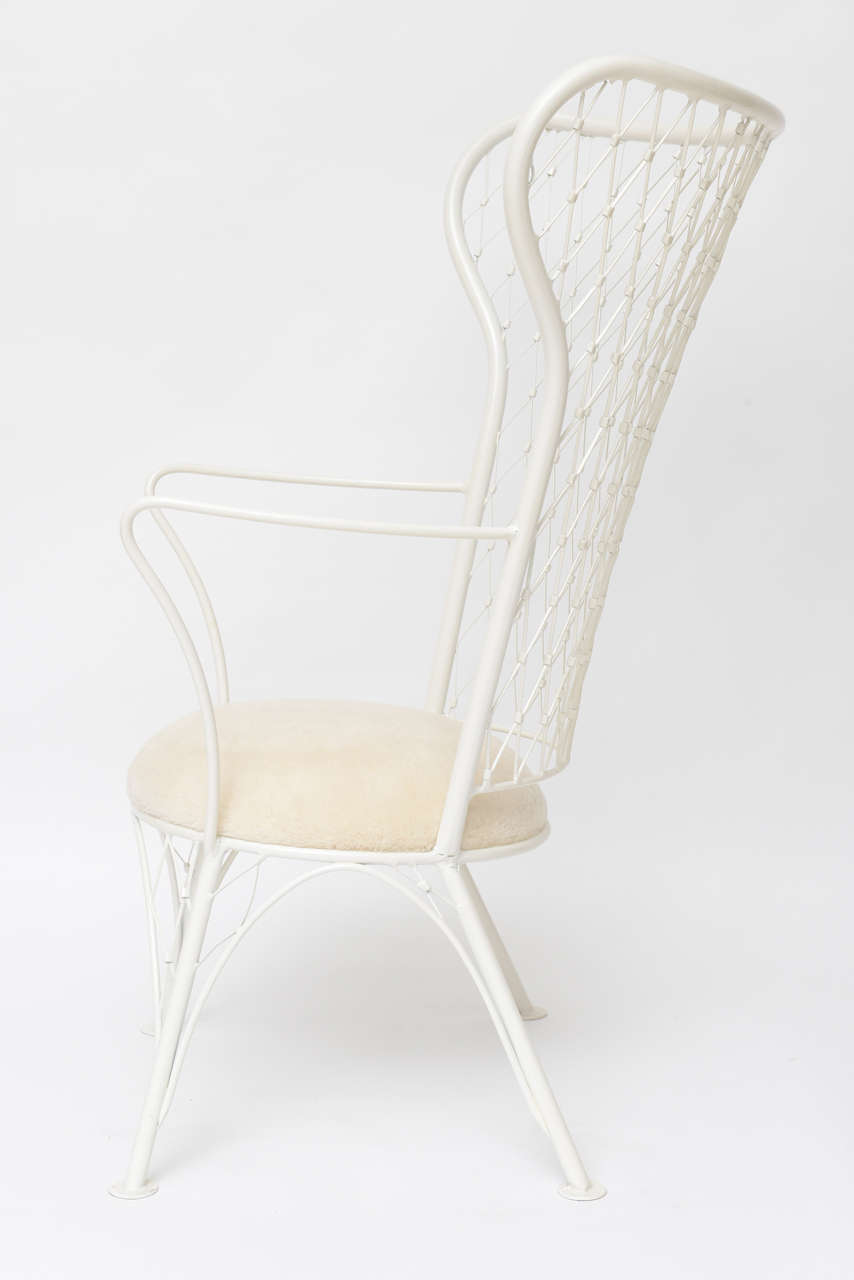 Powder-Coated 1960s Metal Latticework Wing Chair