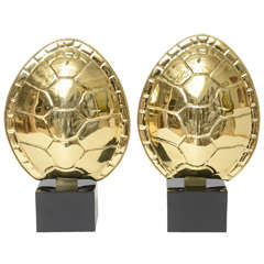 Pair of Chapman Brass Tortoise Shell Lamps 4