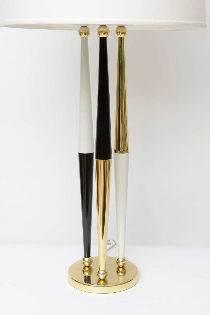 Mid-Century Modern Magnificent Lightolier Harlequin Brass Lamps