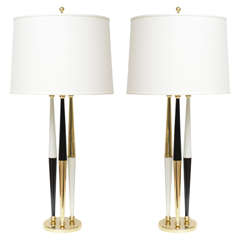 Magnificent Lightolier Harlequin Brass Lamps