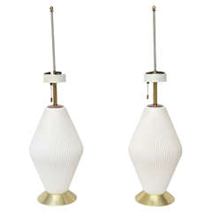 Pair of White Ceramic Table Lamps by Gerald Thurston for Lightolier