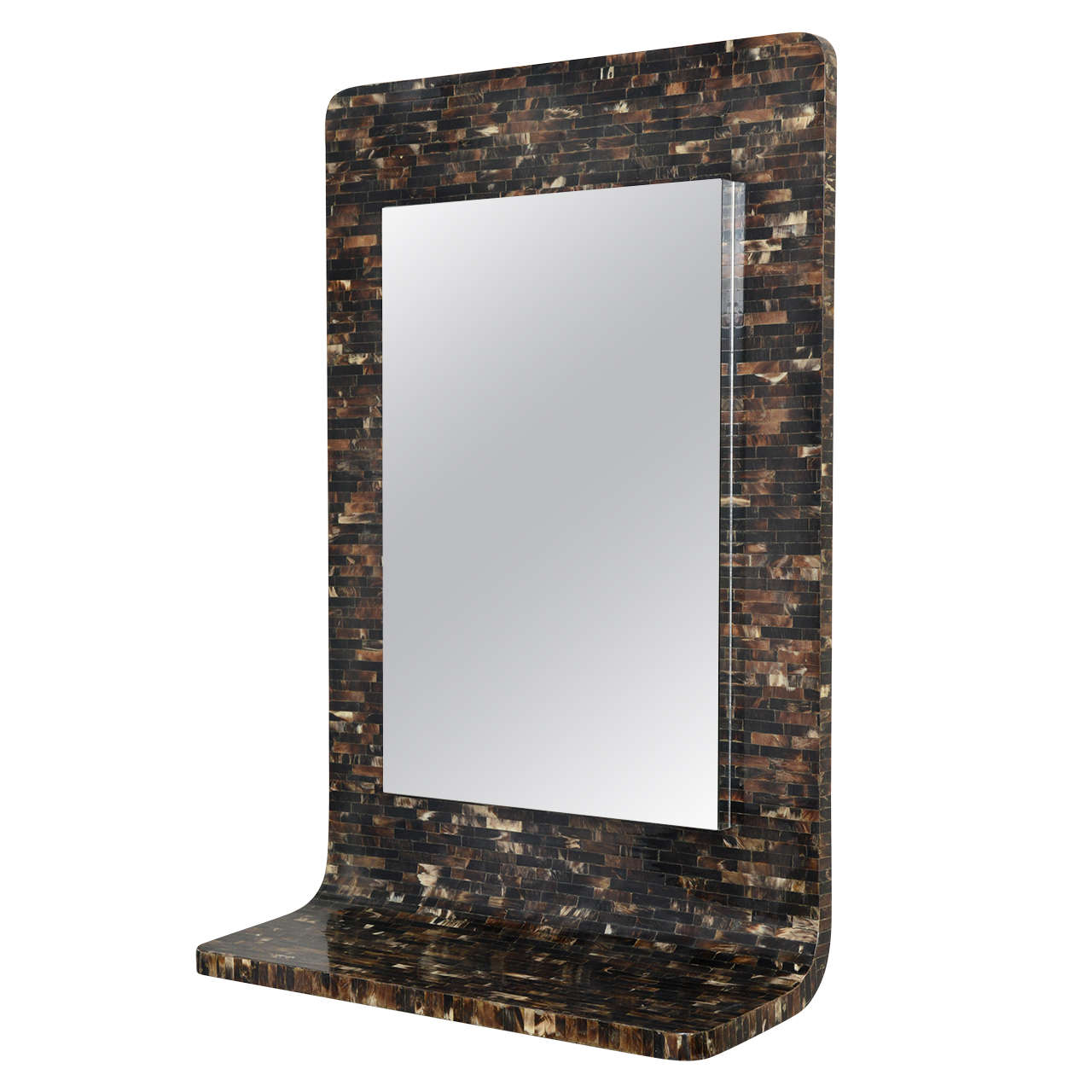 1970s Tessellated Horn Wall Mounted Console and Mirror