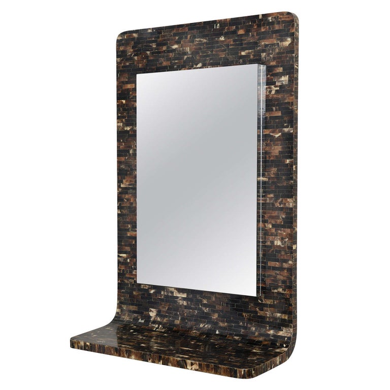 1970s Tessellated Horn Wall Mounted Console and Mirror For Sale