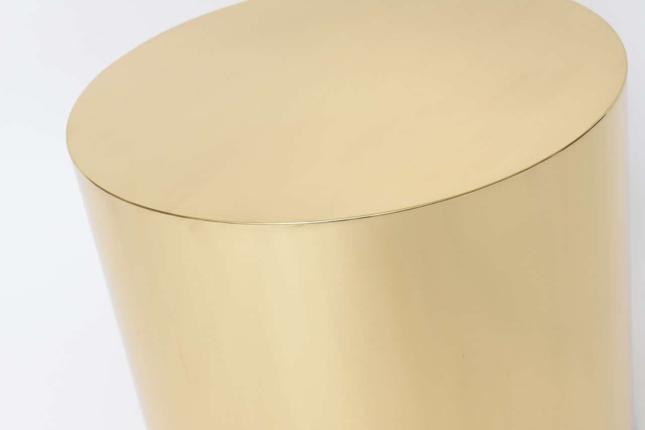 Pair of Polished Bronze Drum Tables 3