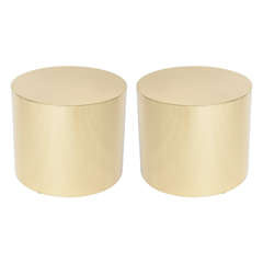 Pair of Polished Bronze Drum Tables