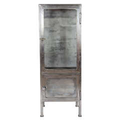 Antique 1930s Polished Metal Medicine Cabinet
