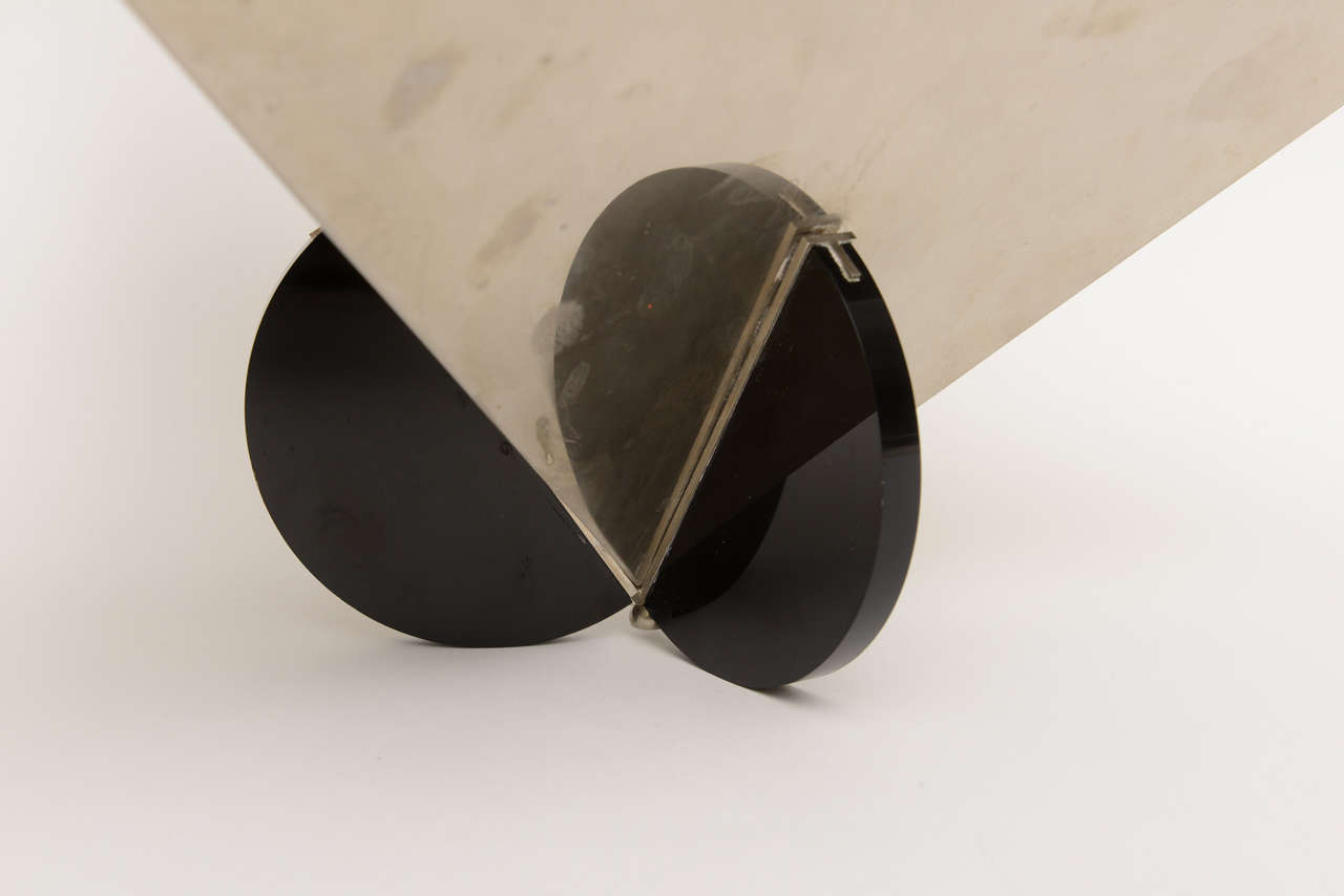 Stainless Steel and Black Resin Modernist Bowl, Italian In Good Condition In North Miami, FL