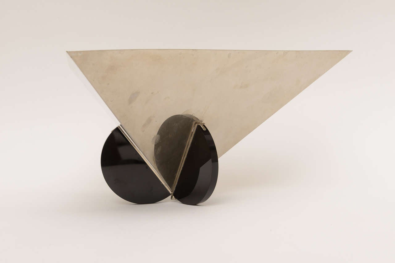Stainless Steel and Black Resin Modernist Bowl, Italian 1