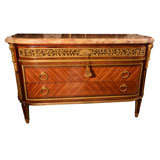 19th c   Important Louis XVI marble topped commode signed