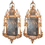 Pair Chinese Chippendale style mirrors