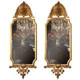 Pair wood carved mirrors